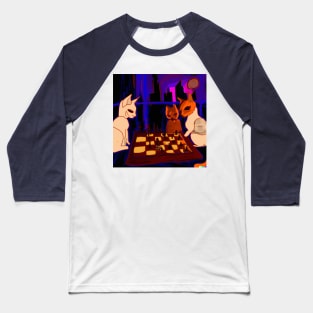 Cyberpunk Chess Cats Baseball T-Shirt